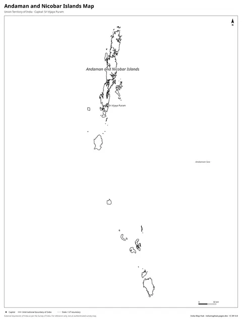Andaman and Nicobar Islands Map – Black & white