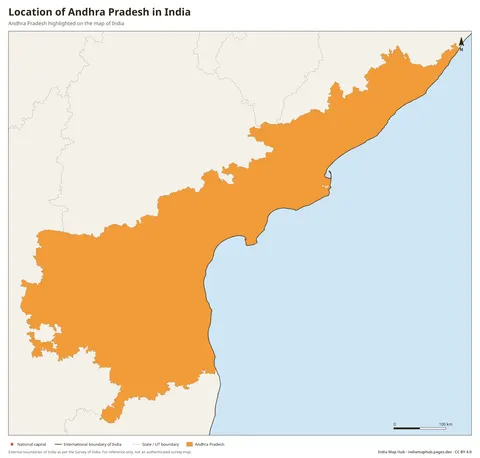 Andhra Pradesh on India Map
