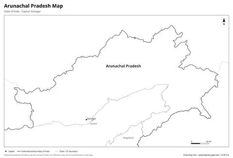 Arunachal Pradesh Map – Black & white