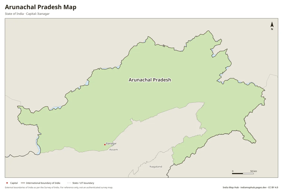 Arunachal Pradesh Map – State of India · Capital: Itanagar