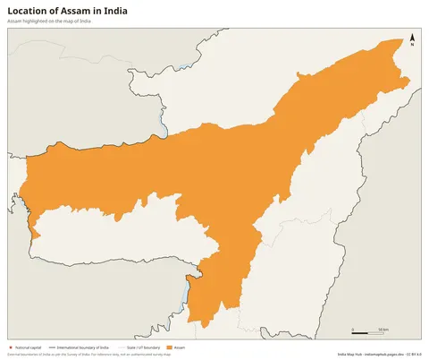 Assam on India Map