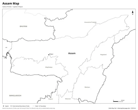 Assam Map – Black & white
