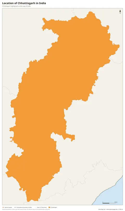 Chhattisgarh on India Map