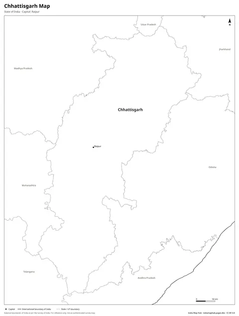 Chhattisgarh Map – Black & white