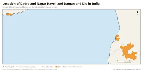 Dadra and Nagar Haveli and Daman and Diu on India Map