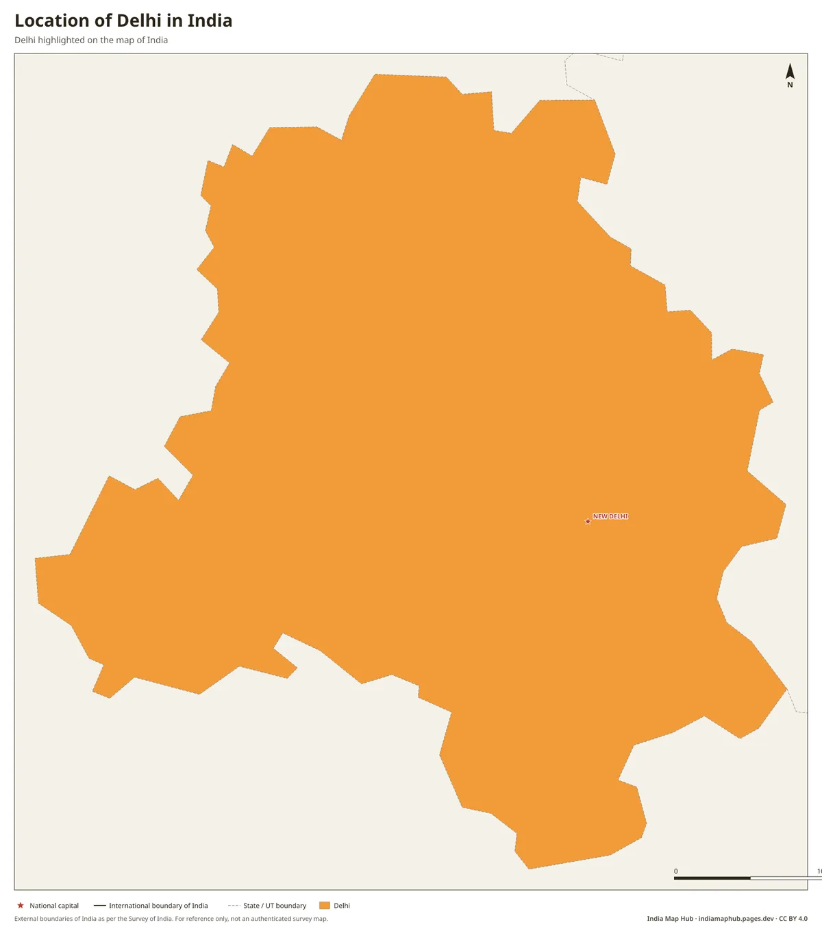 Location of Delhi in India – Delhi highlighted on the map of India