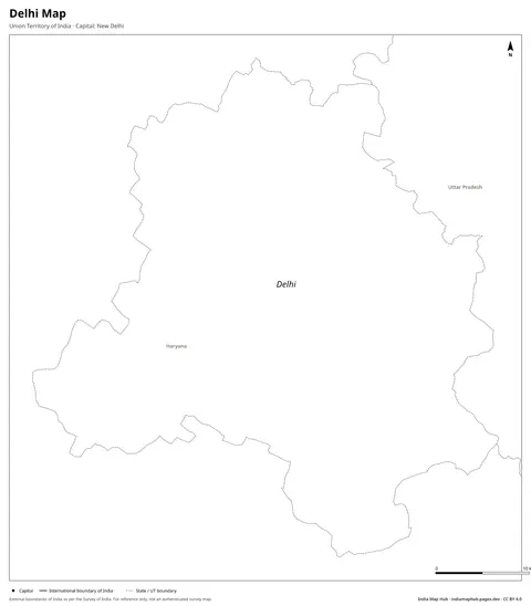 Delhi Map – Black & white