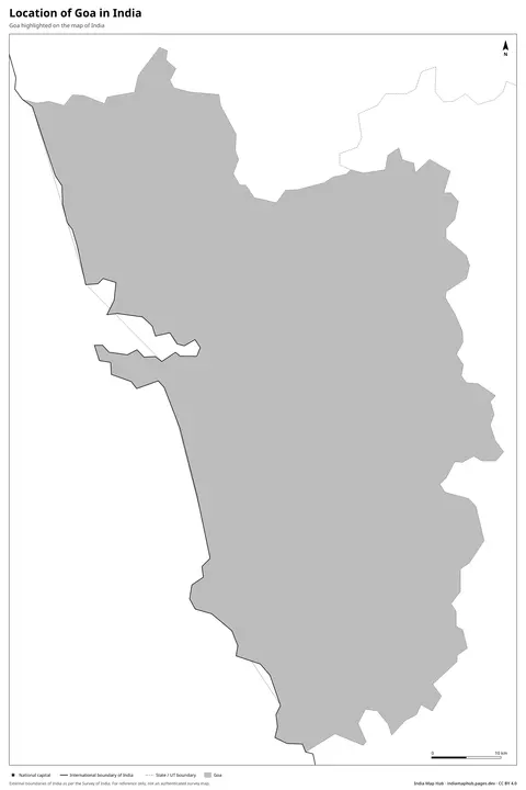 Goa on India Map – Black & white