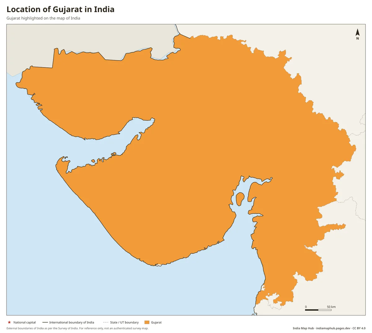 Location of Gujarat in India – Gujarat highlighted on the map of India