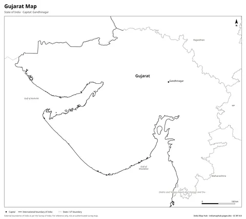 Gujarat Map – Black & white