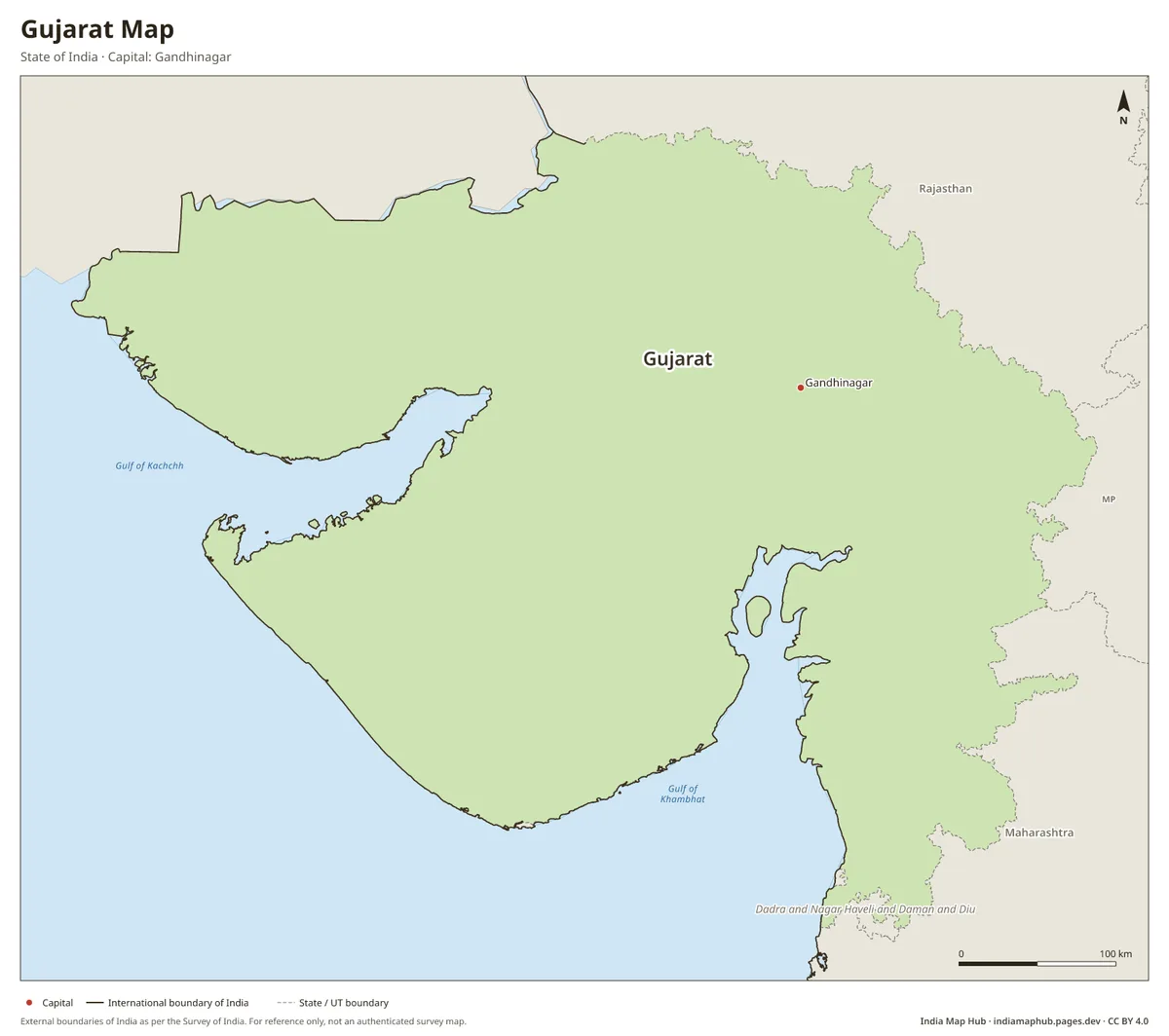 Gujarat Map – State of India · Capital: Gandhinagar