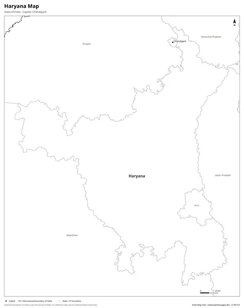 Haryana Map – Black & white