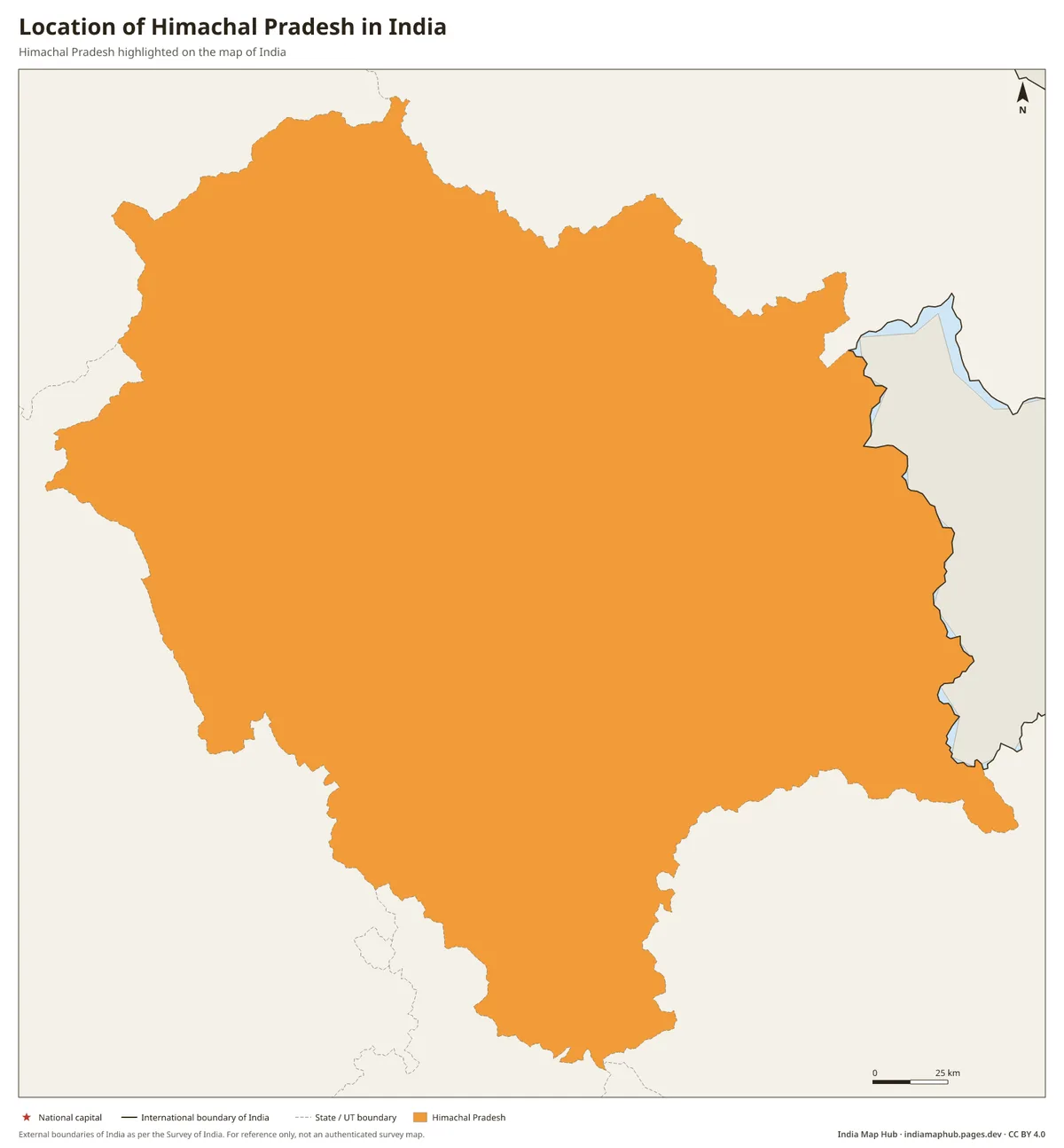 Location of Himachal Pradesh in India – Himachal Pradesh highlighted on the map of India