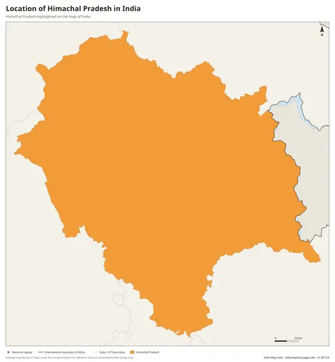 Himachal Pradesh on India Map