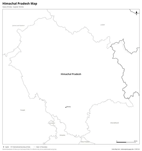 Himachal Pradesh Map – Black & white
