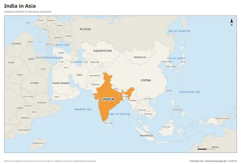 India in Asia Map
