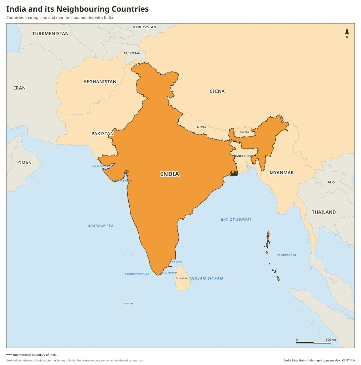 India and its Neighbouring Countries – Countries sharing land and maritime boundaries with India