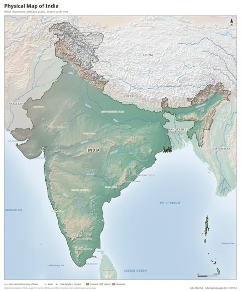 Physical Map of India