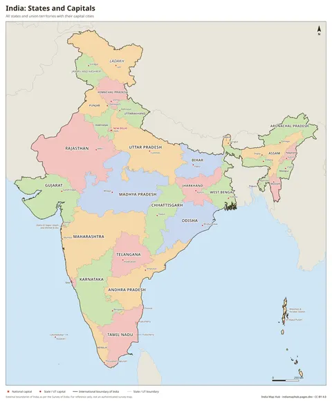 India Map with States and Capitals