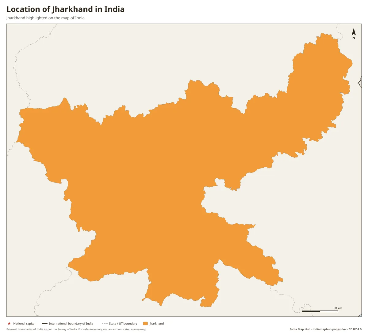 Location of Jharkhand in India – Jharkhand highlighted on the map of India