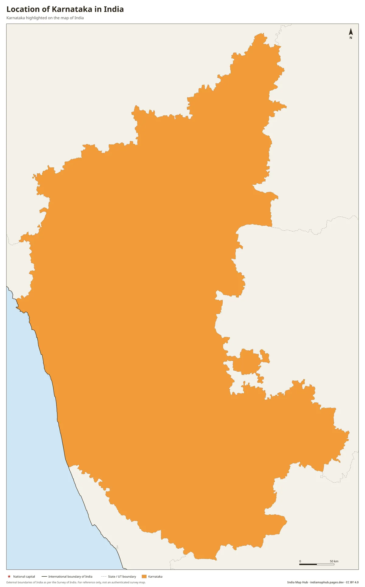 Location of Karnataka in India – Karnataka highlighted on the map of India