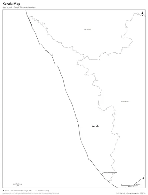 Kerala Map – Black & white