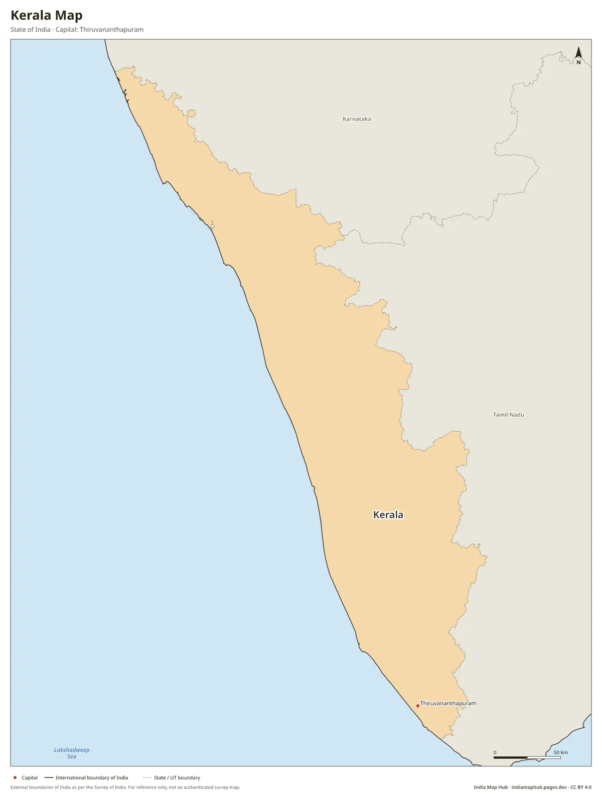 Kerala Map – State of India · Capital: Thiruvananthapuram