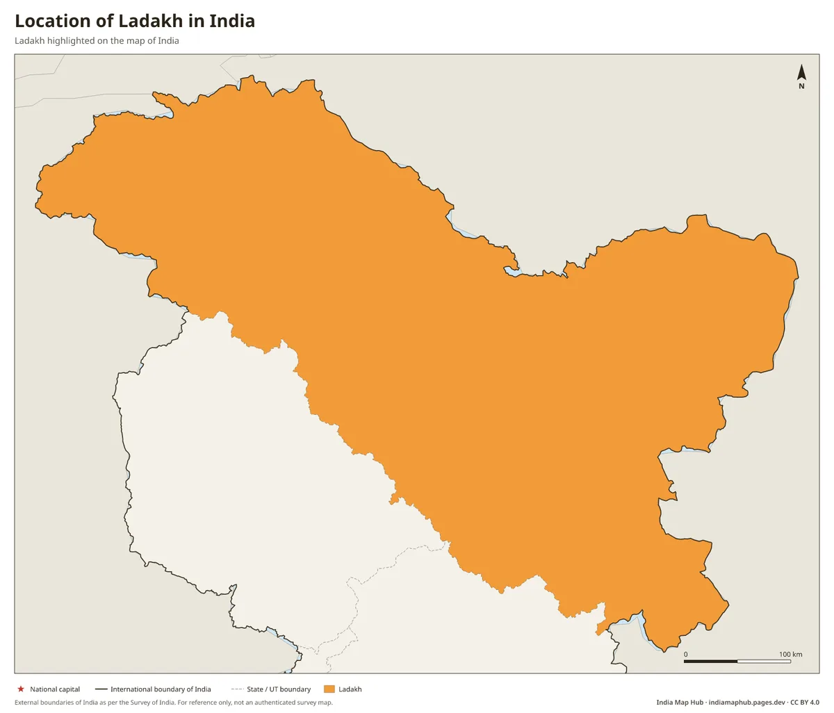 Location of Ladakh in India – Ladakh highlighted on the map of India