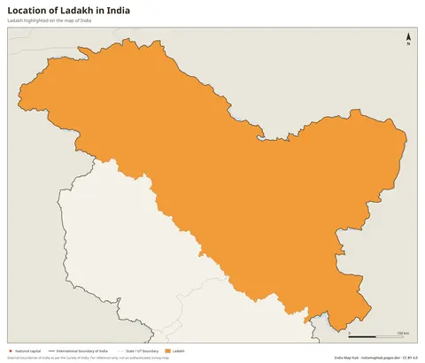 Ladakh on India Map