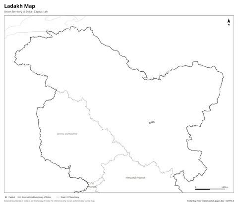 Ladakh Map – Black & white