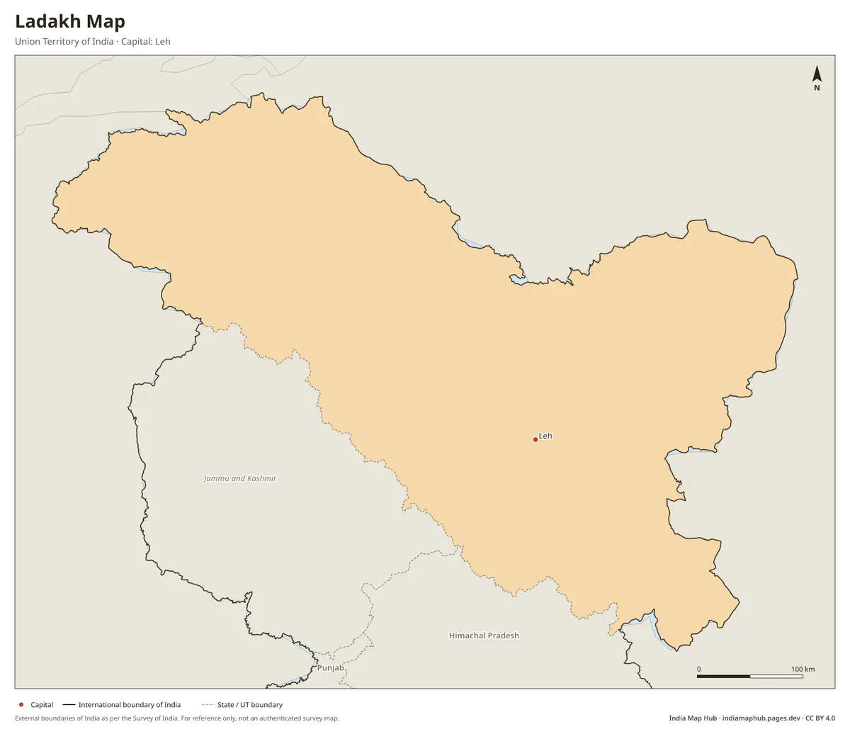 Ladakh Map – Union Territory of India · Capital: Leh