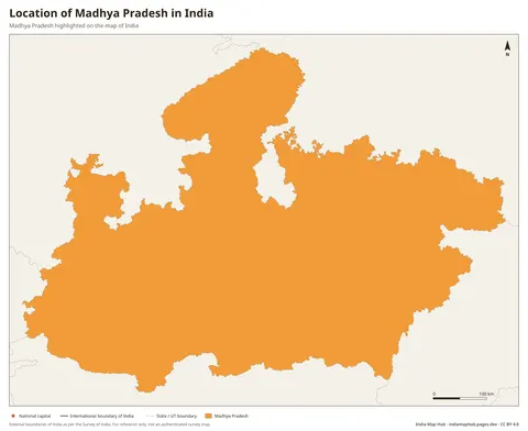 Madhya Pradesh on India Map