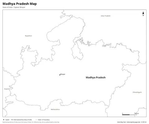 Madhya Pradesh Map – Black & white