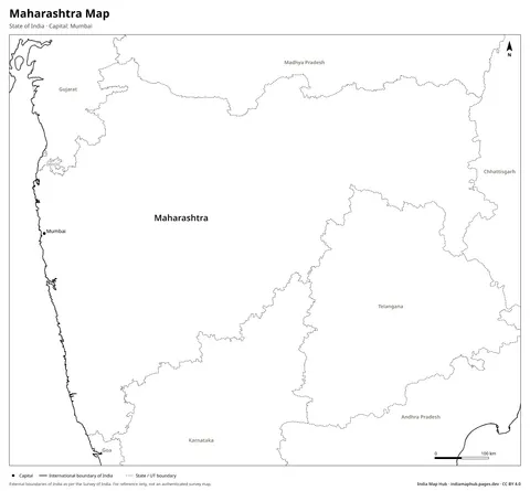 Maharashtra Map – Black & white