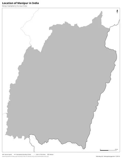 Manipur on India Map – Black & white