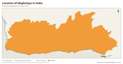 Meghalaya on India Map