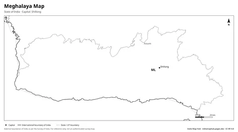 Meghalaya Map – Black & white