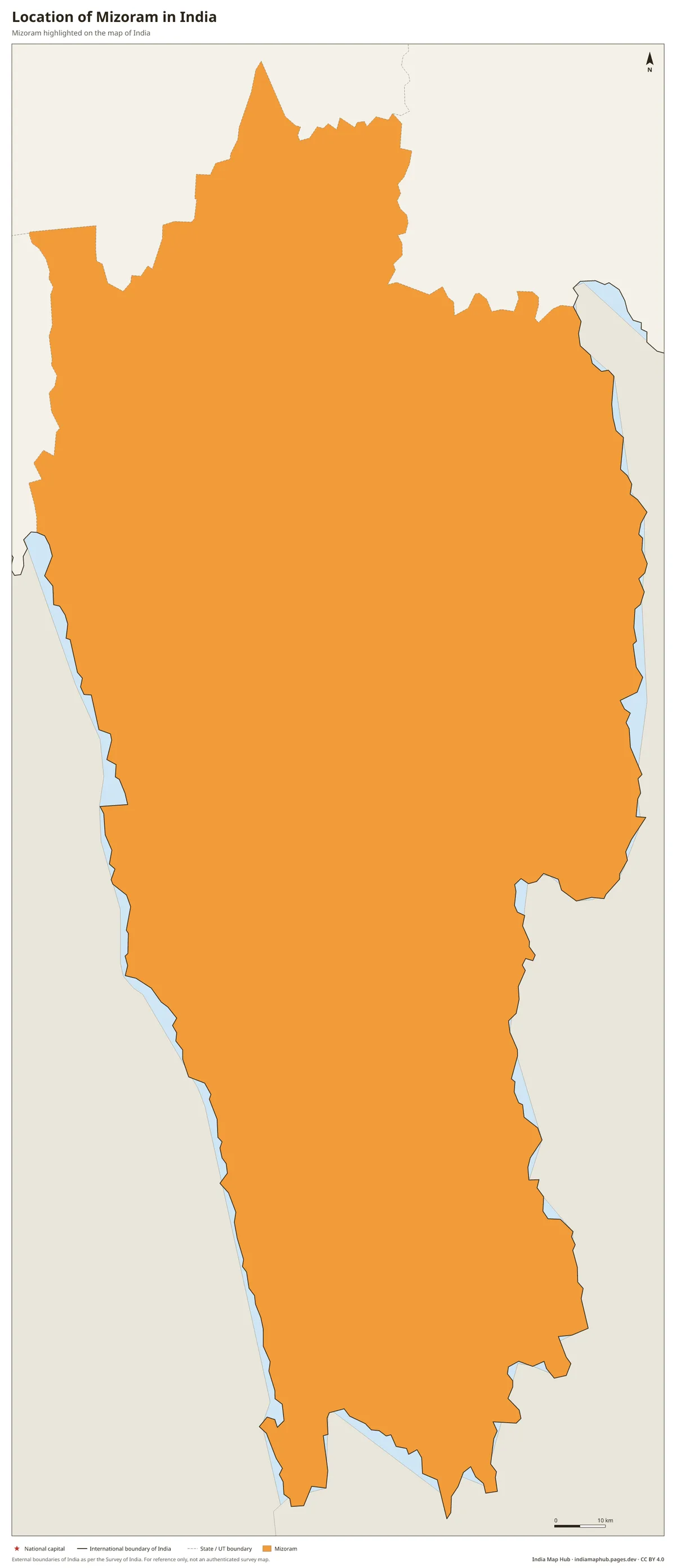 Location of Mizoram in India – Mizoram highlighted on the map of India