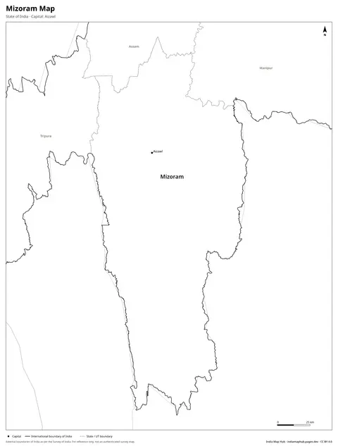 Mizoram Map – Black & white