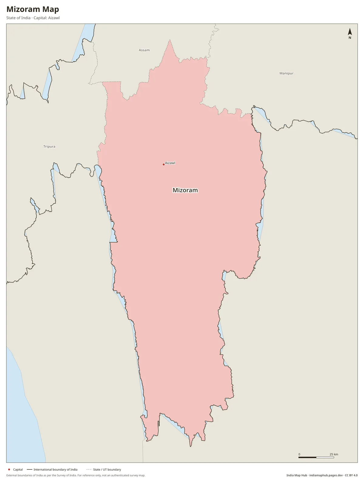 Mizoram Map – State of India · Capital: Aizawl