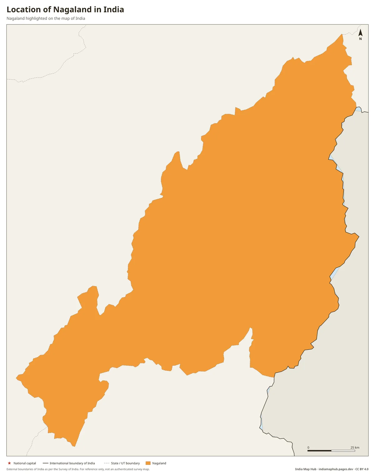 Location of Nagaland in India – Nagaland highlighted on the map of India