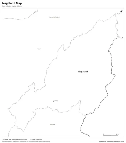 Nagaland Map – Black & white