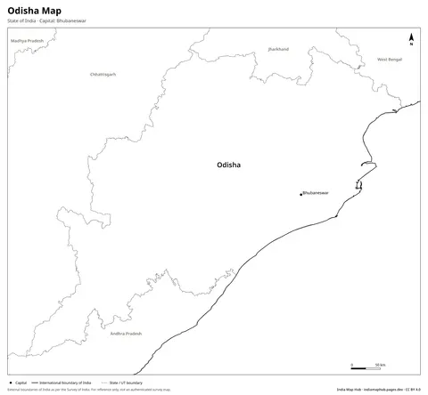 Odisha Map – Black & white