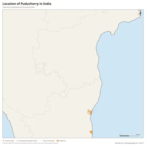 Puducherry on India Map