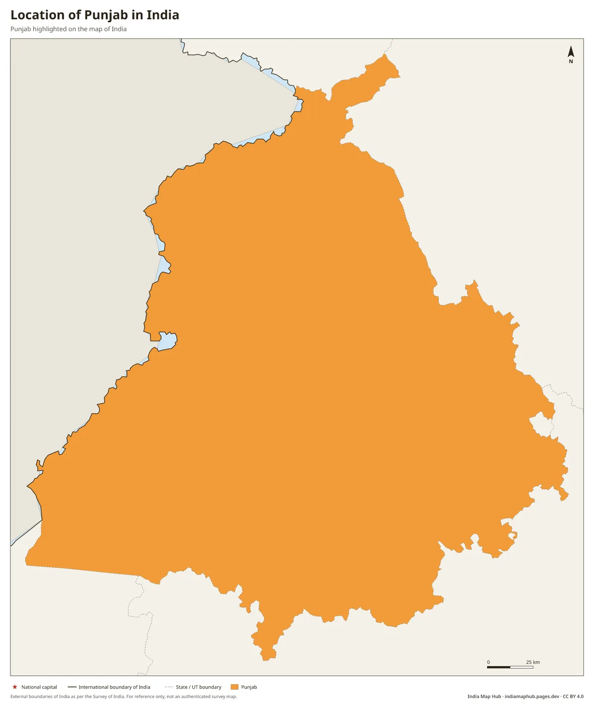 Location of Punjab in India – Punjab highlighted on the map of India