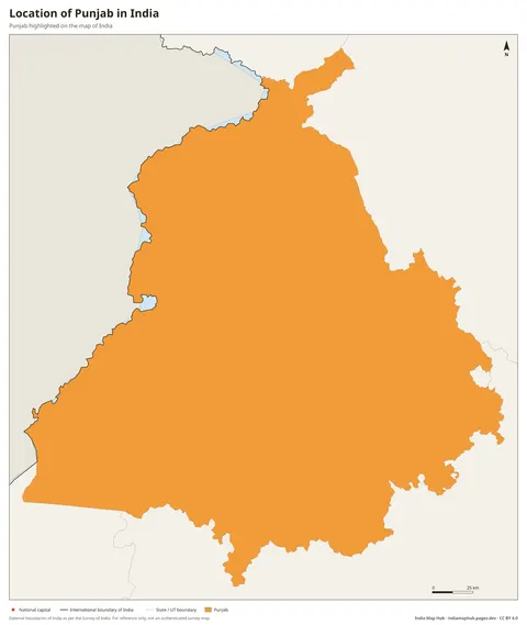 Punjab on India Map