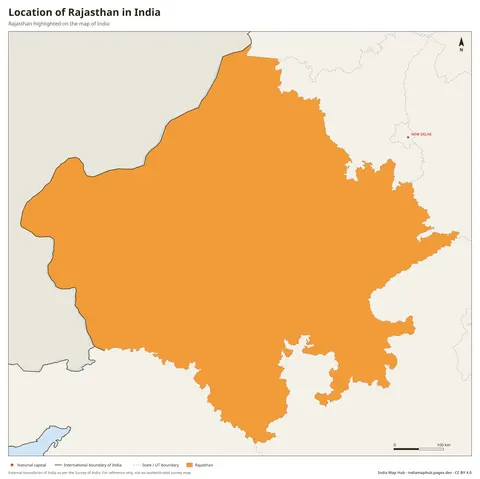 Rajasthan on India Map