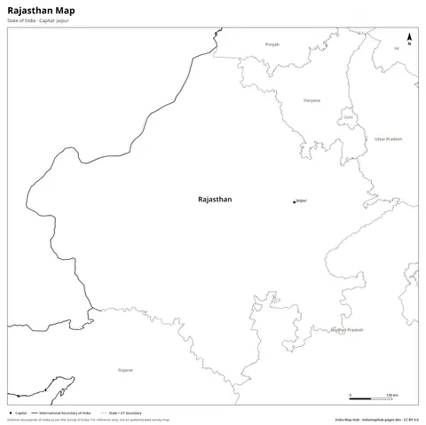 Rajasthan Map – Black & white