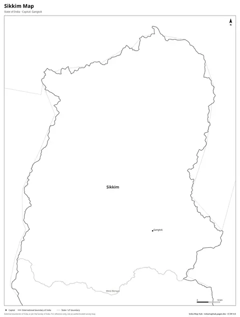 Sikkim Map – Black & white
