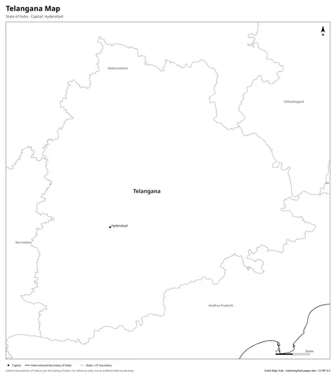 Telangana Map – Black & white